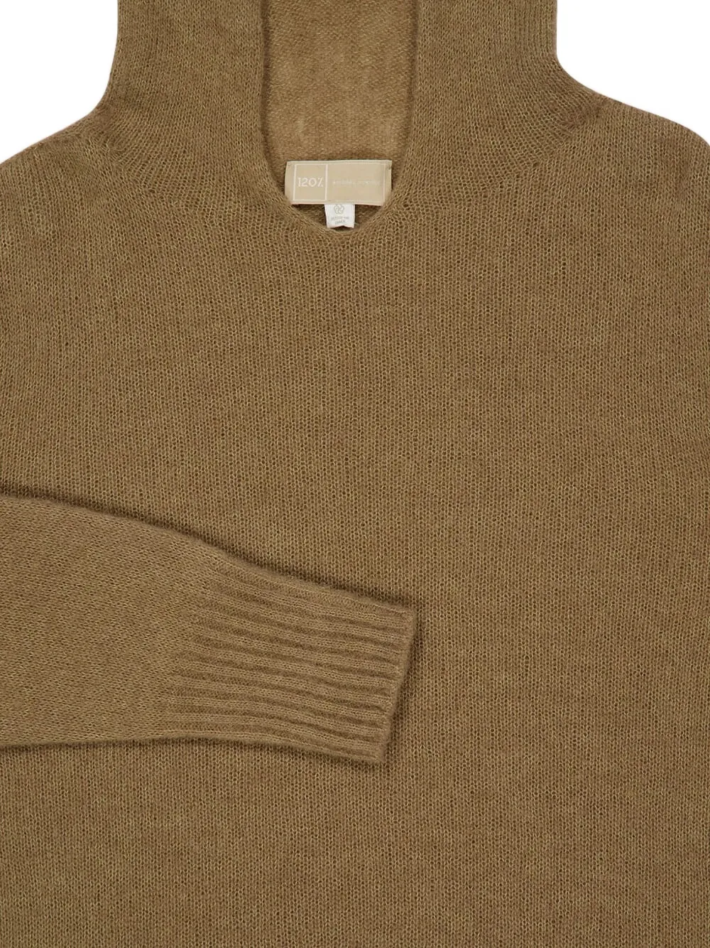 120% Lino Hooded Long-sleeve Sweater In Brown