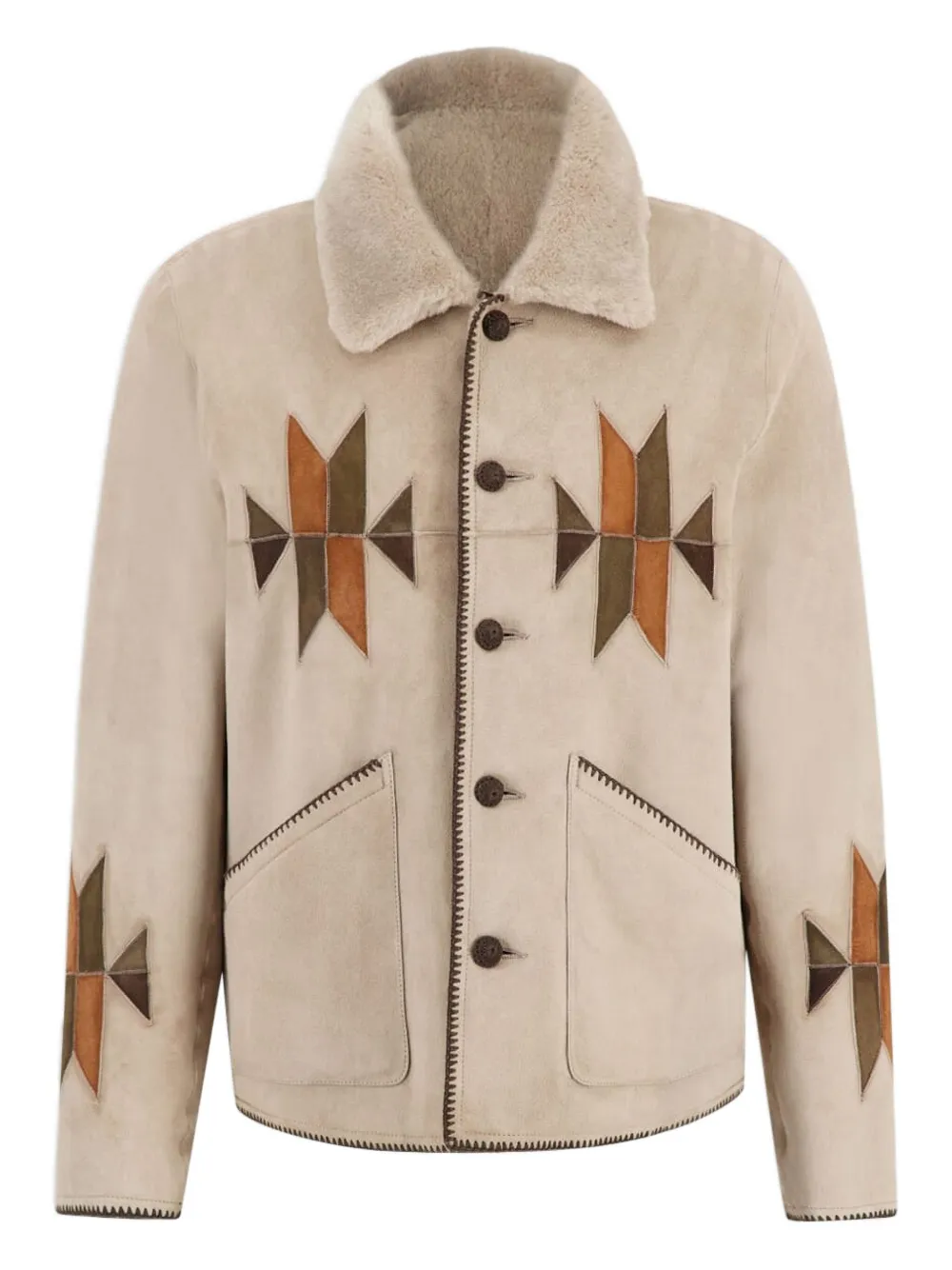 Baziszt Reversible Rigel Suede Shearling Jacket In Brown