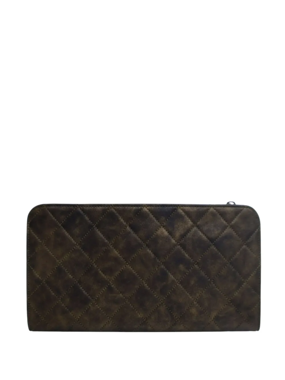 Pre-owned Chanel 2010-2011 Metallic Lambskin Cc Chain Fringe Clutch Bag In Black
