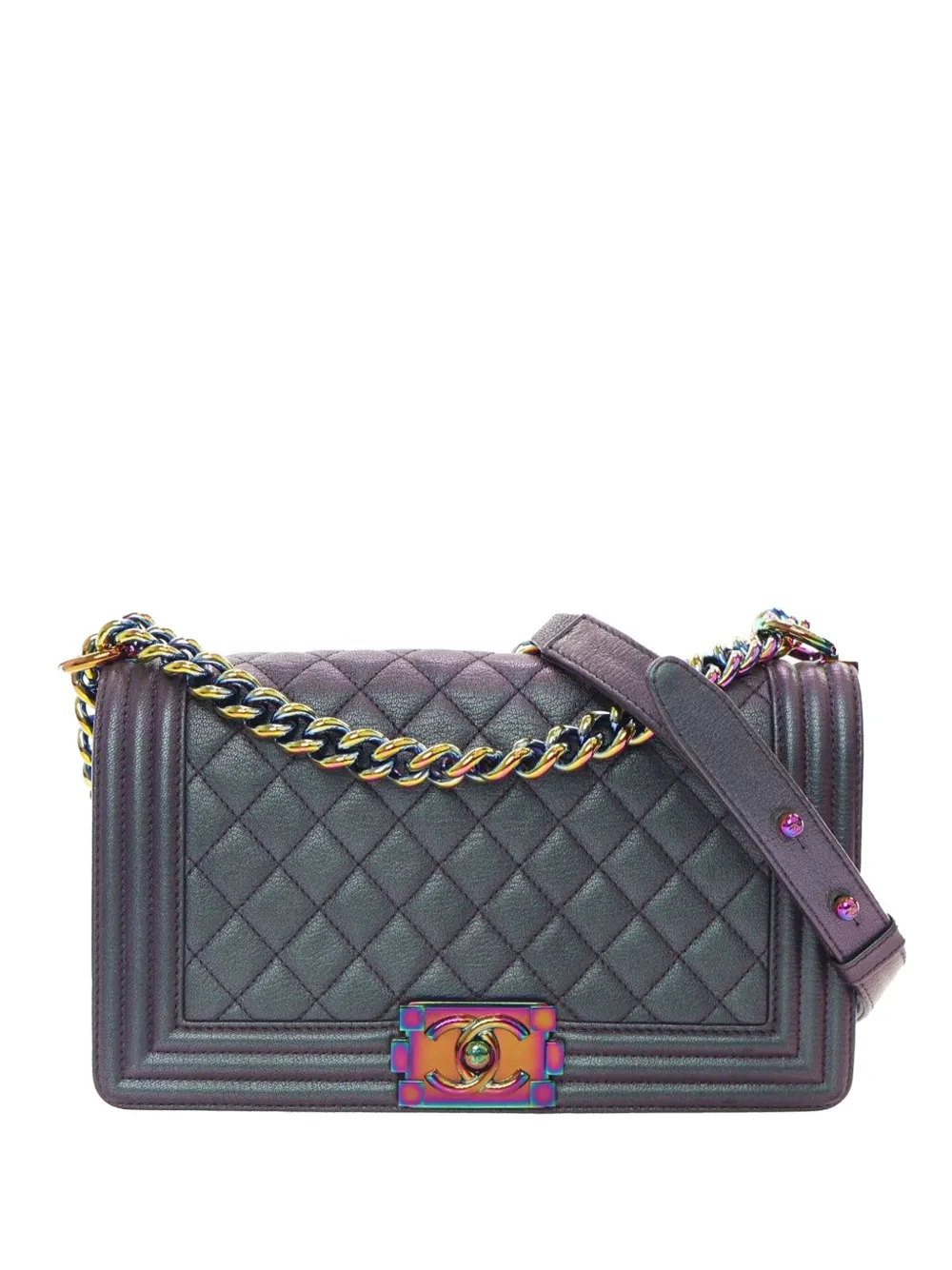 CHANEL Pre-Owned 2015-2016 オールドミディアム マトラッセ イリディセント ゴートスキン ボーイ フラップ CHANEL Pre-Owned 2015-2016 オールドミディアム マトラッセ イリディセント ゴートスキン ボーイ フラップ