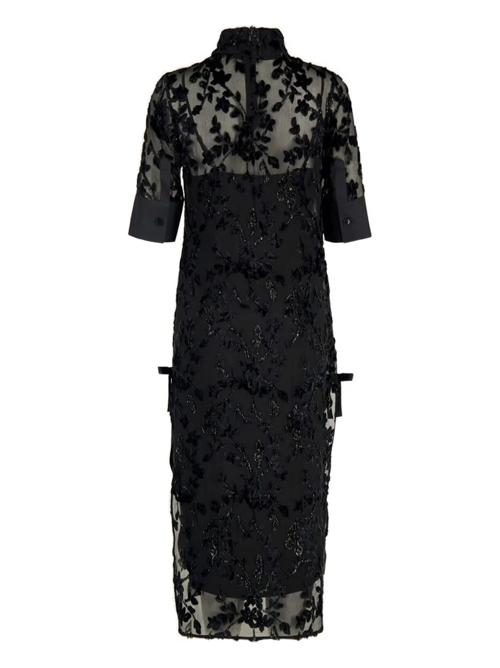 Casablanca floral-embroidered short-sleeve maxi dress - Zwart