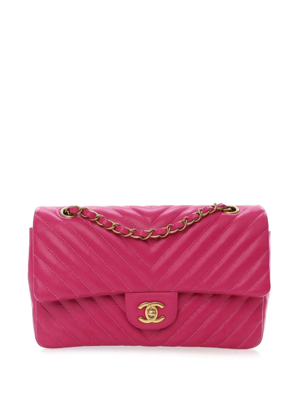 CHANEL Pre-Owned 2015-2016 ミディアム クラシック シェブロン ラムスキン ダブルフラップ ショルダーバッグ - CHANEL Pre-Owned 2015-2016 ミディアム クラシック シェブロン ラムスキン ダブルフラップ ショルダーバッグ -