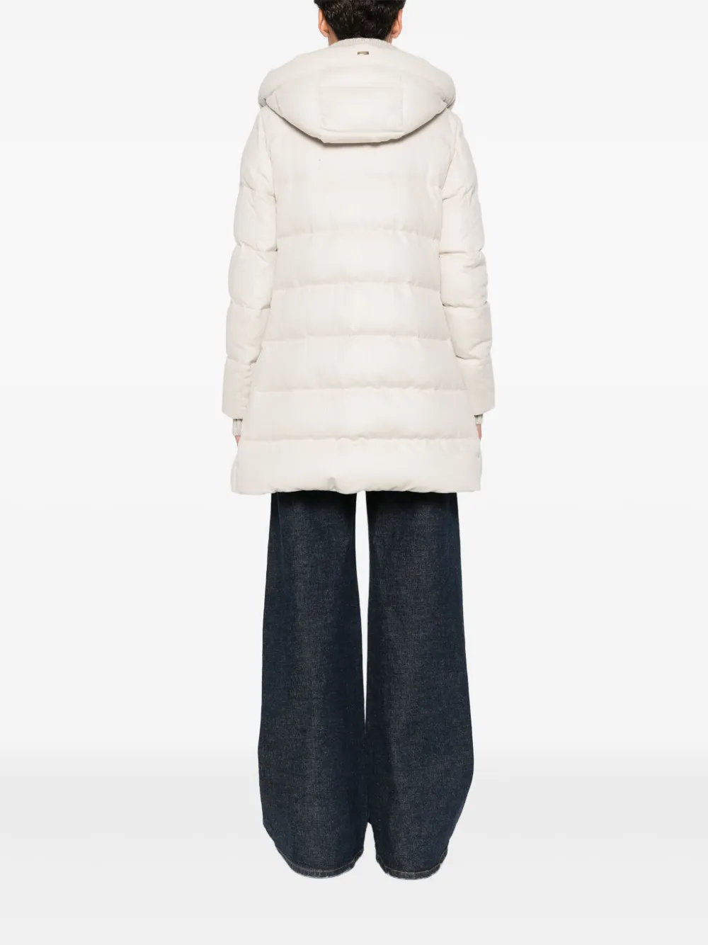 Herno Hooded Long Quilted Jacket And Pockets In Neutral