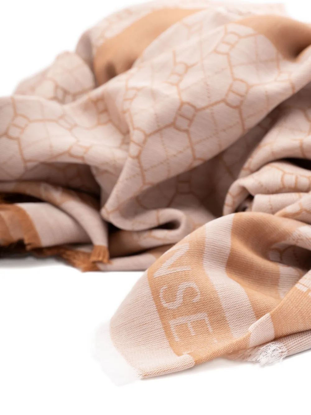 TWINSET Sjaal met geometrisch patroon en logo Beige