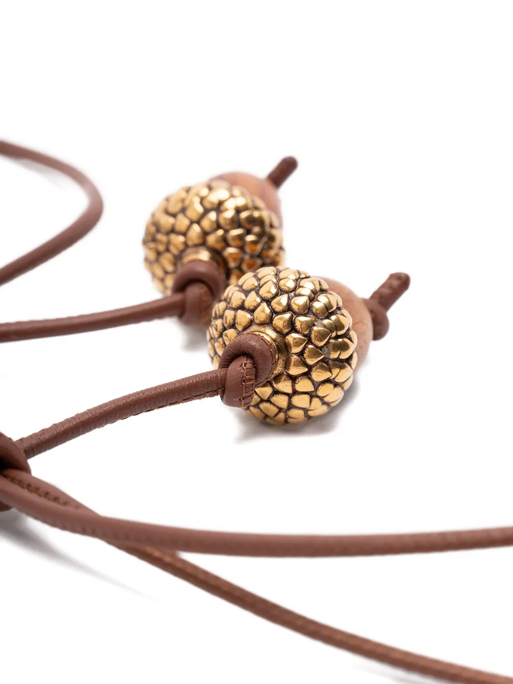Loewe Acorn Leather Charm In Brown