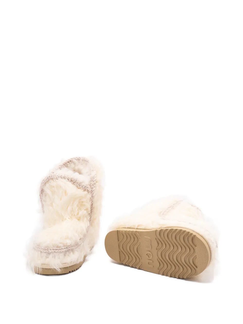Mou knitted-trim sheepskin boots Neutrals