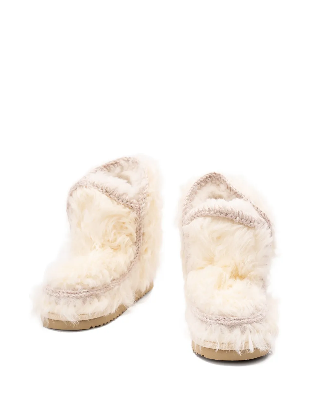 Mou knitted-trim sheepskin boots Neutrals