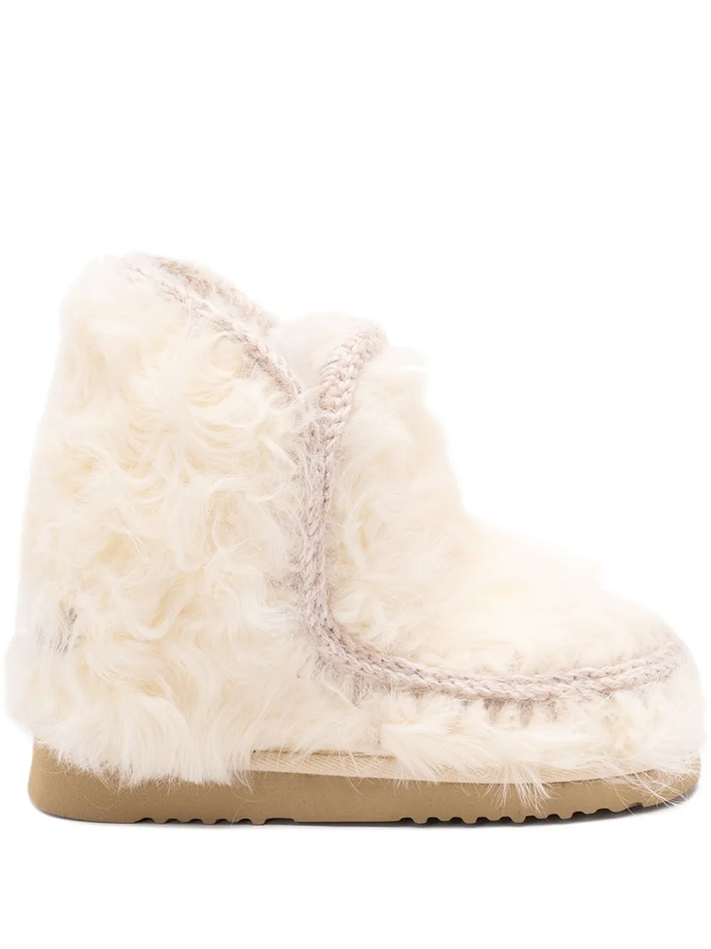 Mou knitted-trim sheepskin boots Neutrals