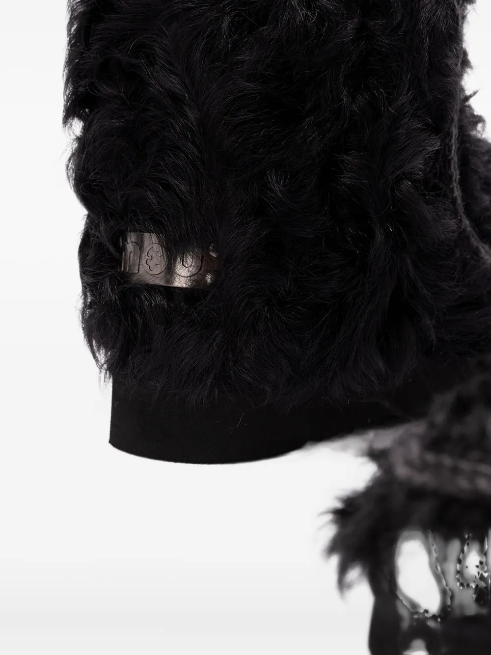 Mou Goat Fur Ankle Boots In Black