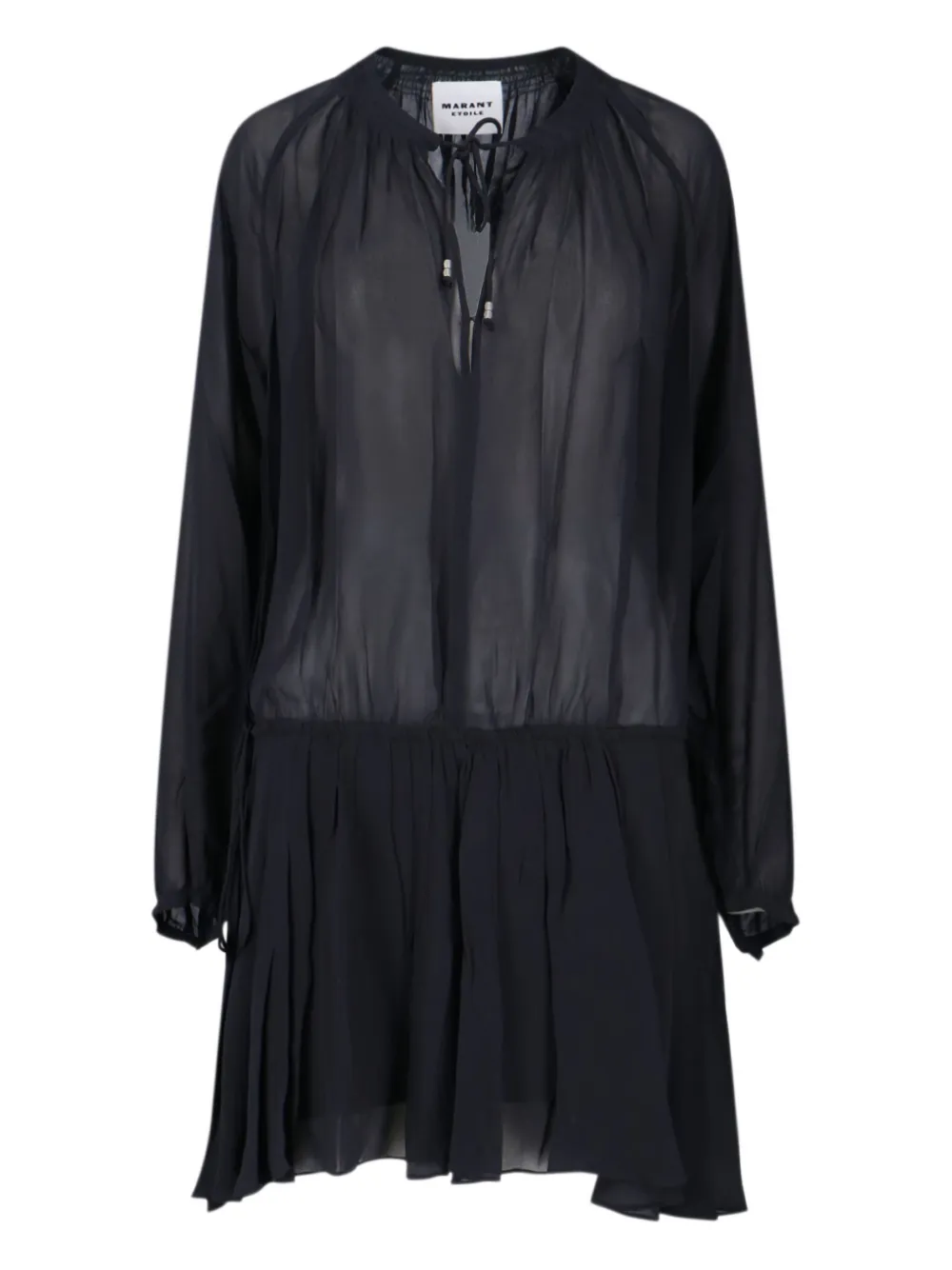 Isabel Marant Pleated Drawstring Mini Dress In Black