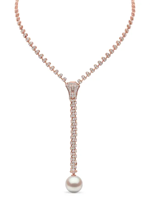 Yoko London 18K rose gold Zyyp pearl and diamonds necklace
