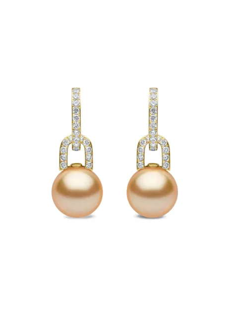 Yoko London 18K yellow gold Jazz pearl and diamonds earrings