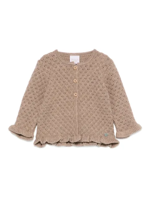 Paz Rodriguez ruffled-trim open-knit cardigan