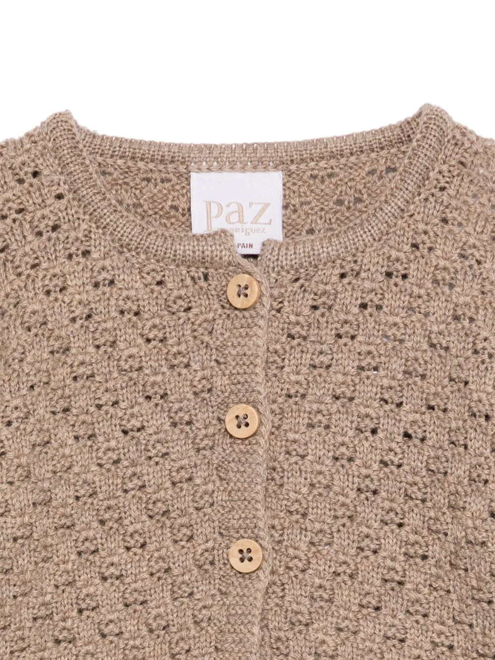 Paz Rodriguez Opengebreid vest met ruches Bruin
