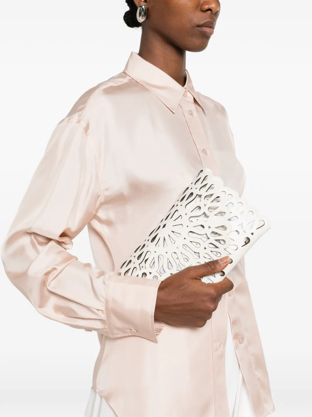 Simkhai Leren clutch met uitgesneden details - Wit