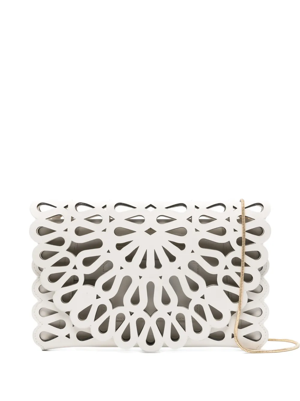 Simkhai laser-cut leather clutch - Bianco