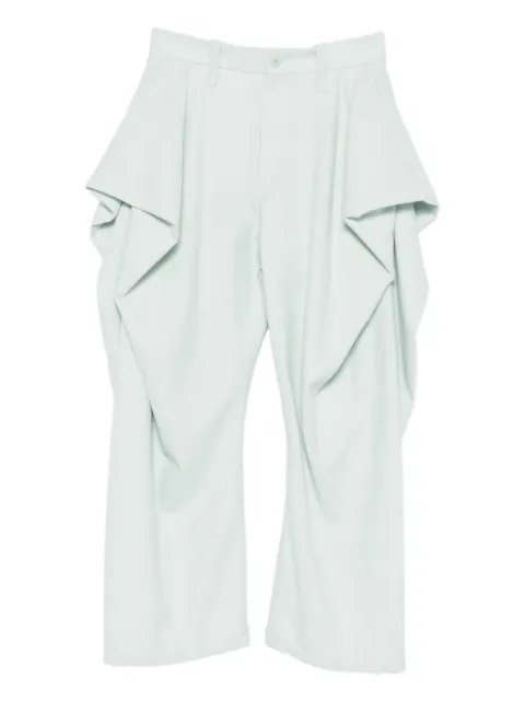 Issey Miyake pantalones de tweed con detalle drapeado