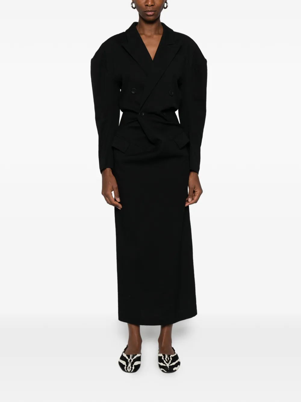 Issey Miyake Like Torso Like Blazer maxi dress - Zwart