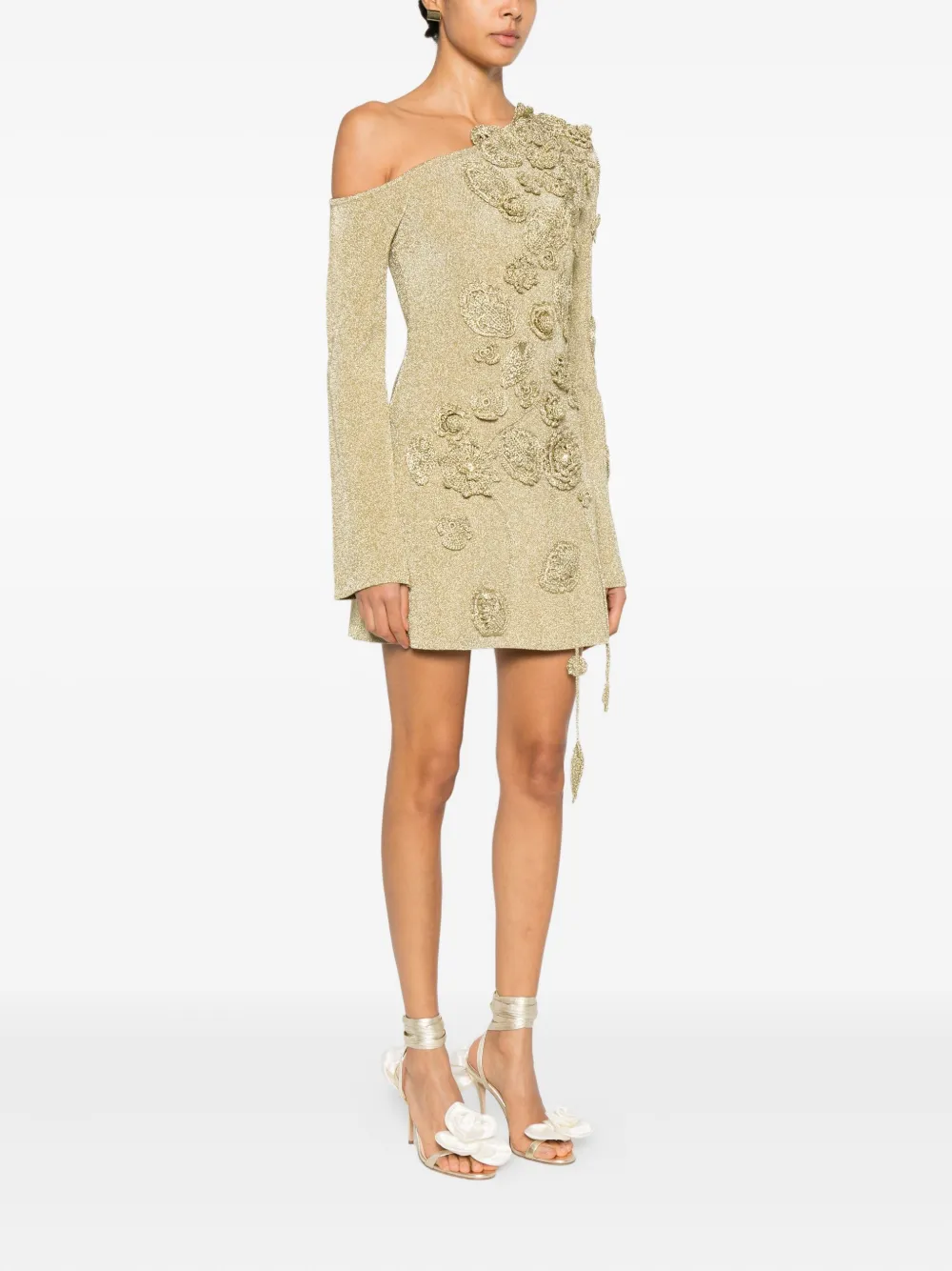 Cult Gaia Kaela Floral-appliqué Mini Dress In Gold
