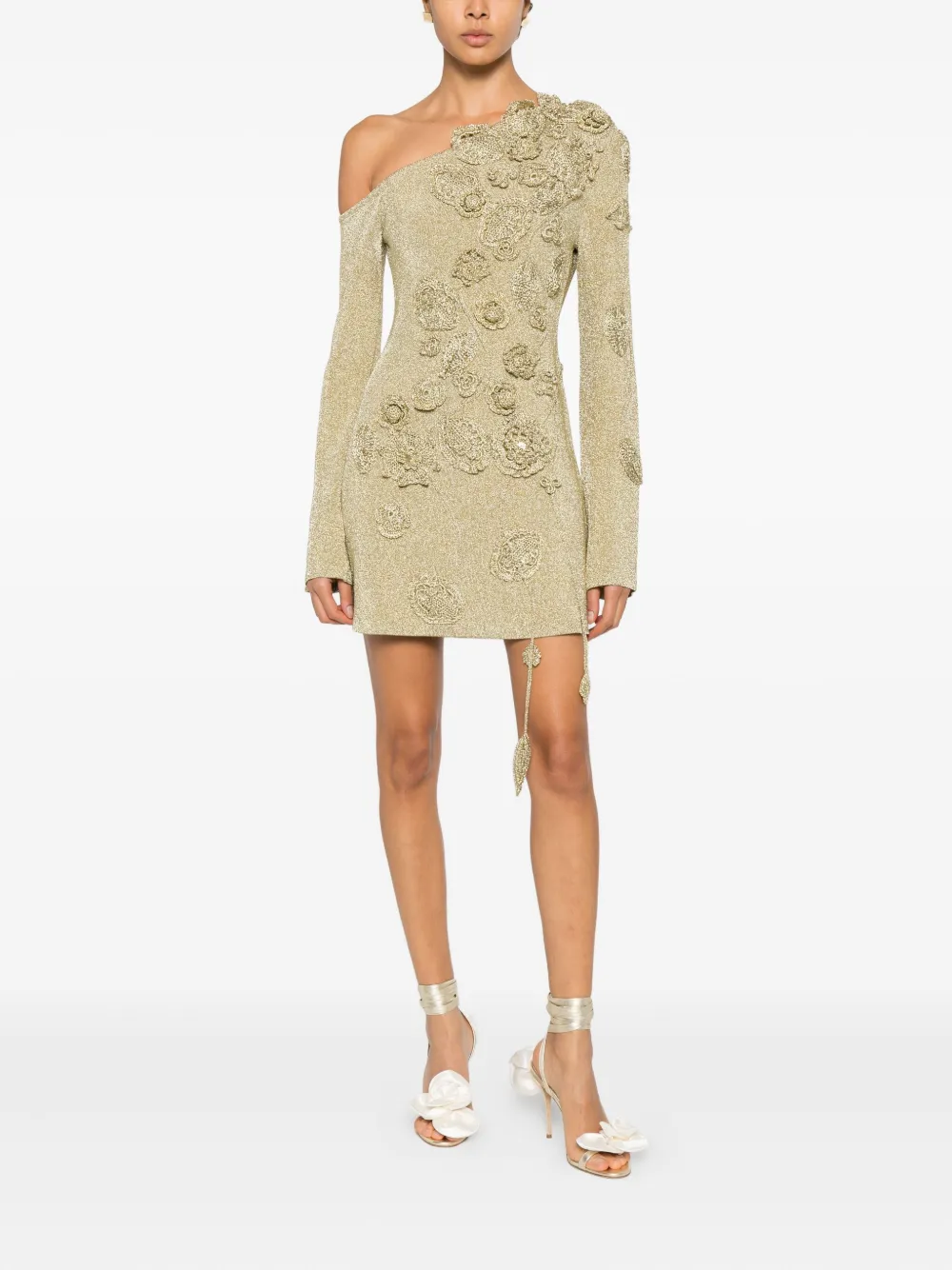 Cult Gaia Kaela Floral-appliqué Mini Dress In Gold