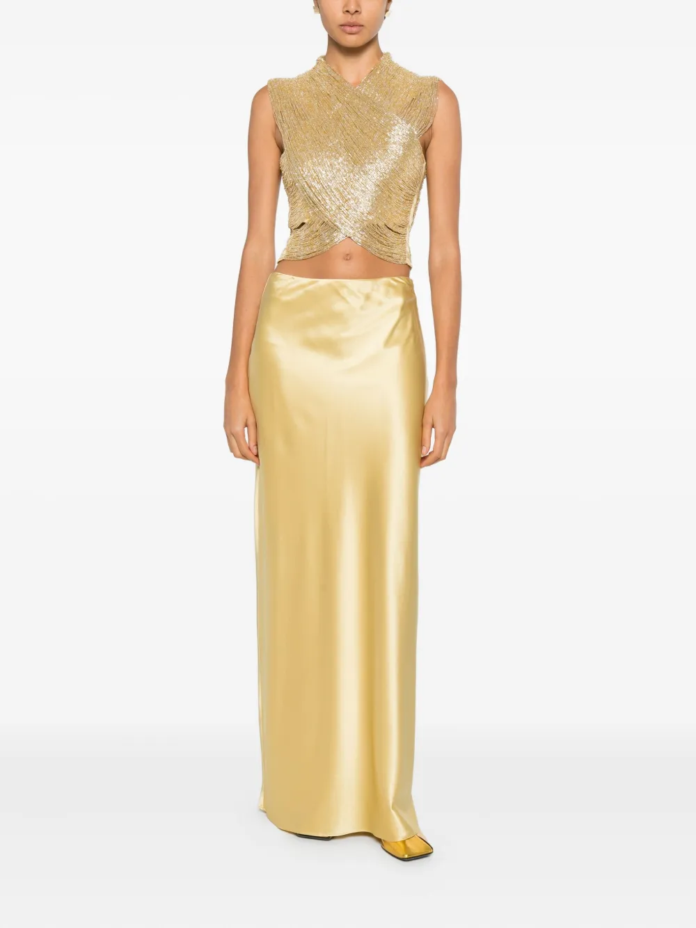Cult Gaia Chantel Maxi Skirt In Gold
