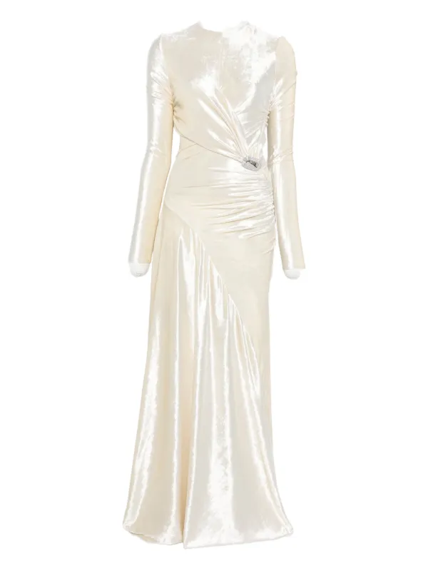 white velvet long sleeve dress Chic Velvet Long Sleeve Two-piece Wedding Dress