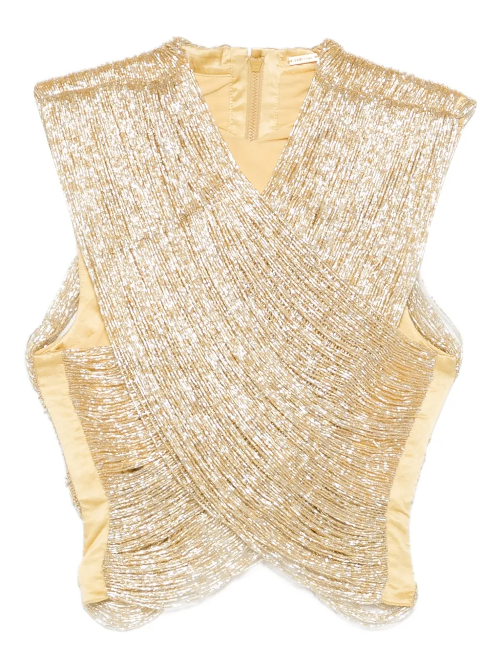 Cult Gaia Haisley beaded crossover top - Oro