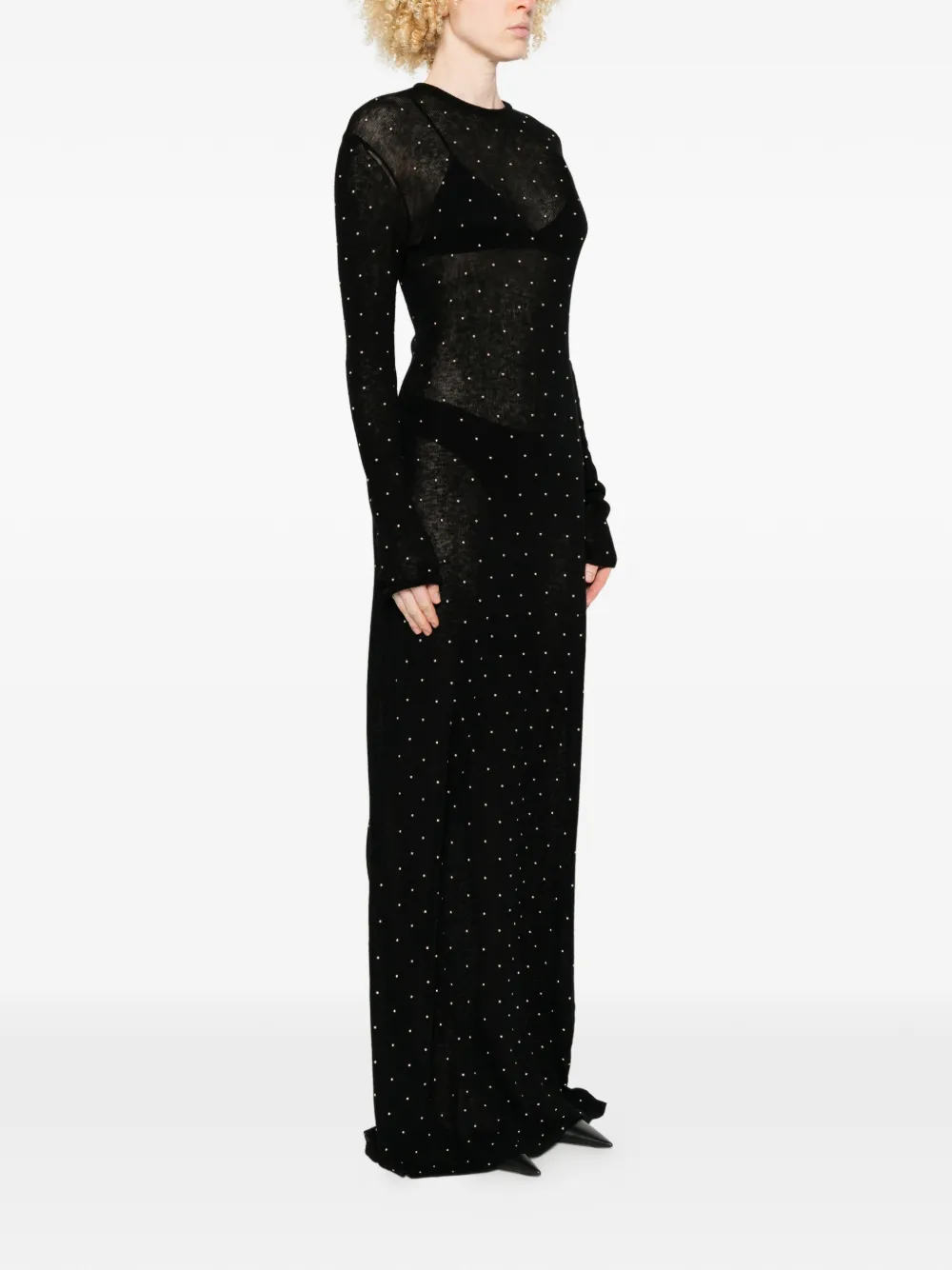 Rabanne Maxi-jurk met lange mouwen en studs Zwart
