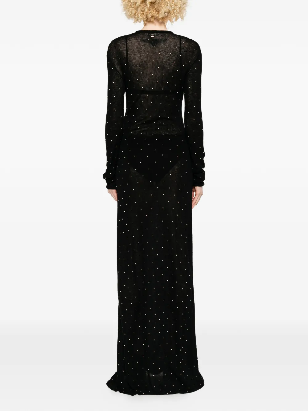 Rabanne Maxi-jurk met lange mouwen en studs Zwart