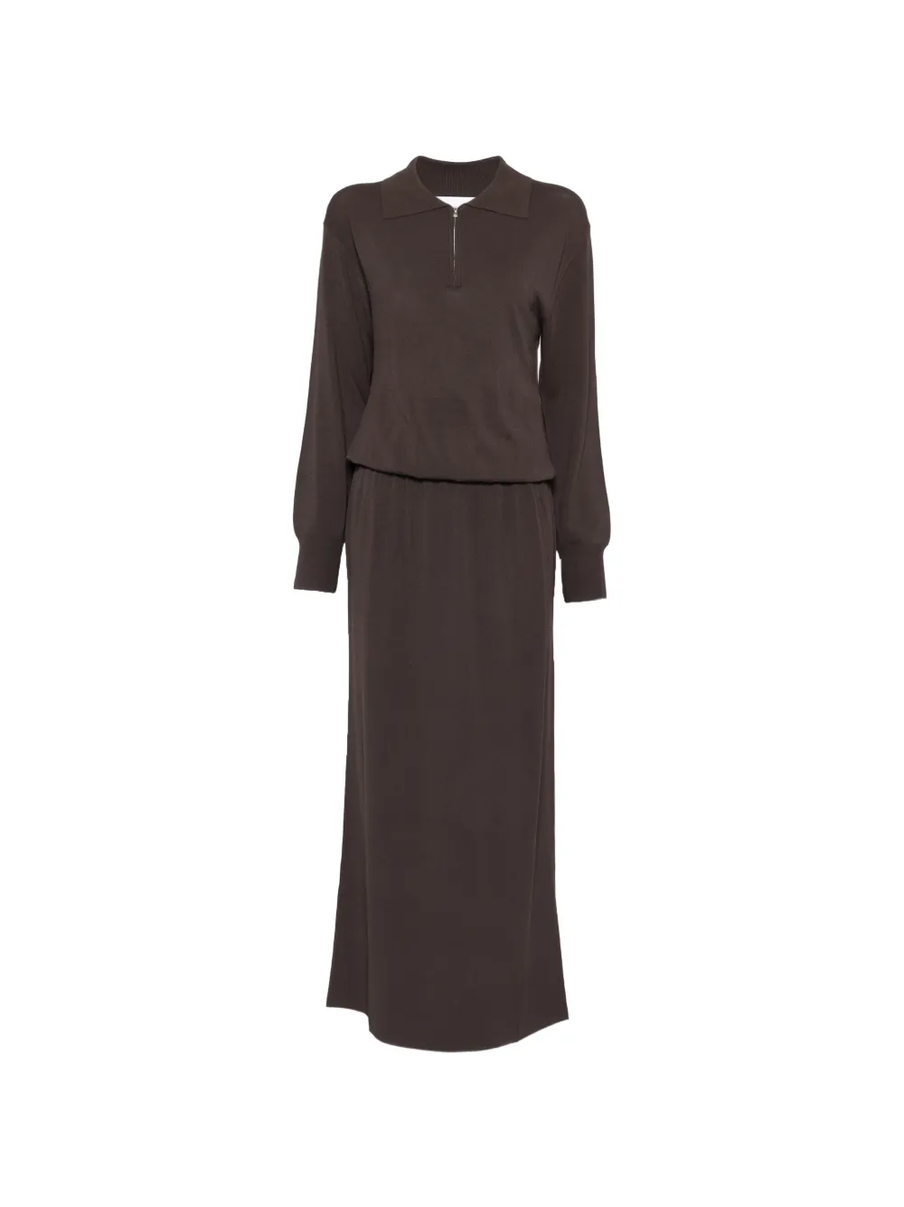 Brandon Maxwell Sabine quarter-zip maxi dress - Marrone