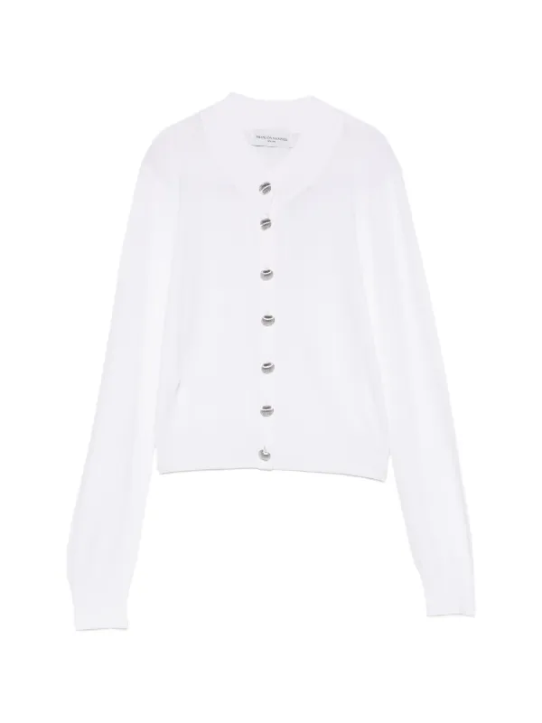 Brandon Maxwell Aubrey Button Cardigan in White