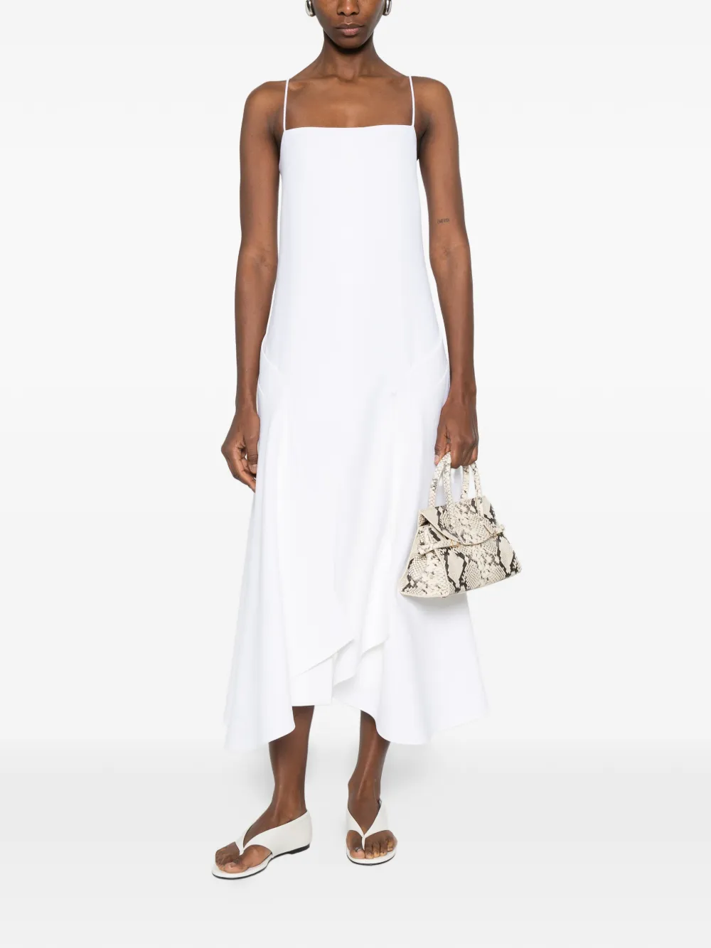 Brandon Maxwell cascade strap dress - Wit