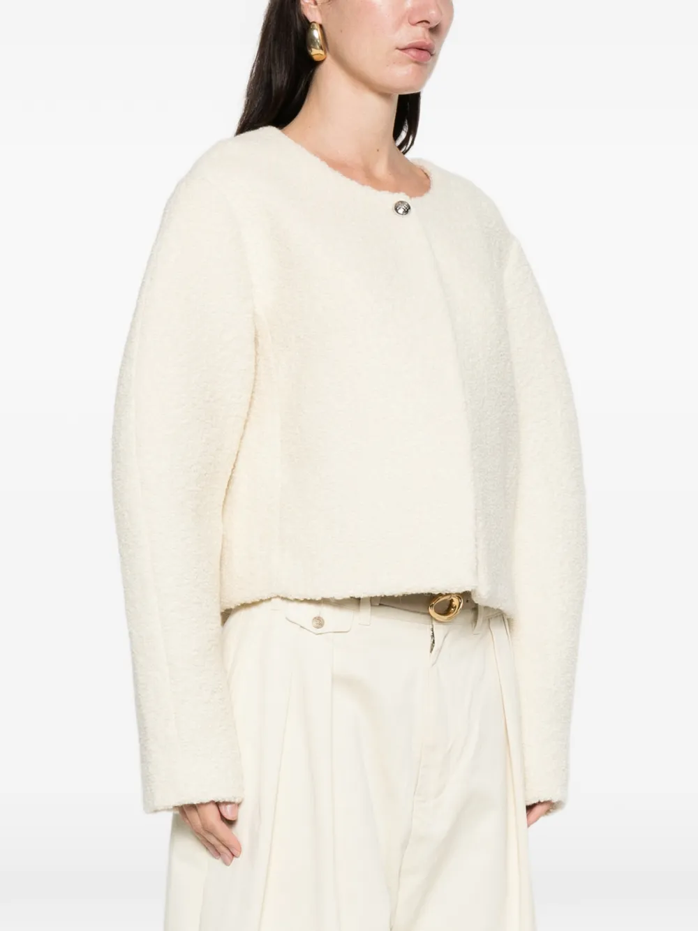 Soft Goat Boucle Jacket In White