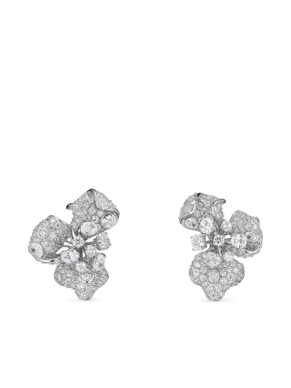 Anabela Chan Rhodium Vermeil Orchid Aquamarine And Diamond Earrings In Silver