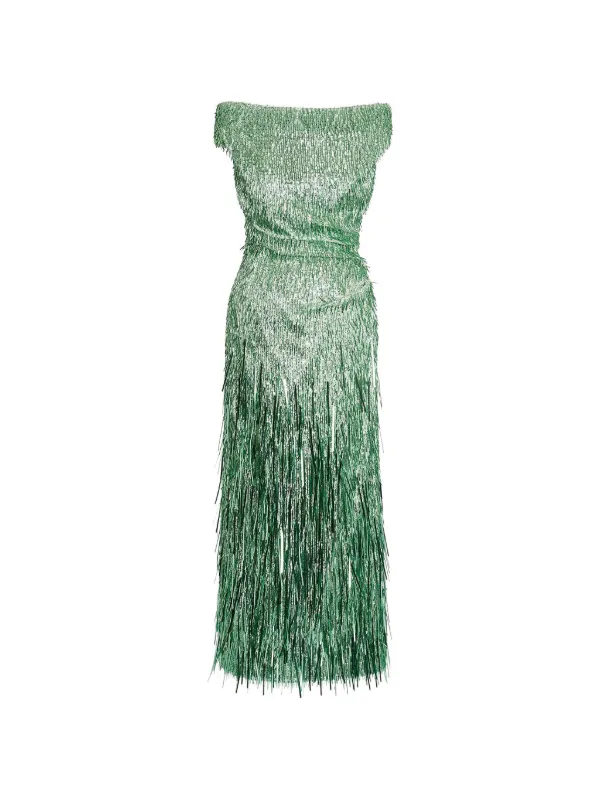 ERDEM Sequinned Midi Dress | Green