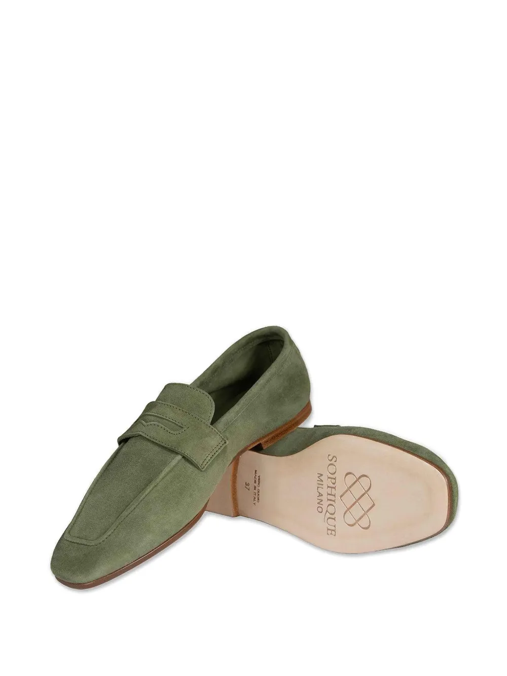 Sophique Essenziale Suede Penny Loafers In Green