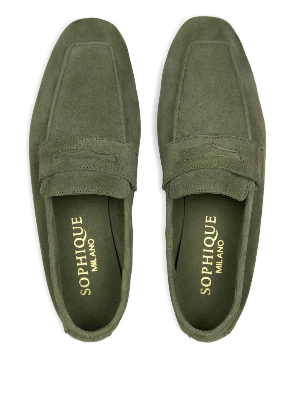 Sophique Essenziale Suede Penny Loafers In Green