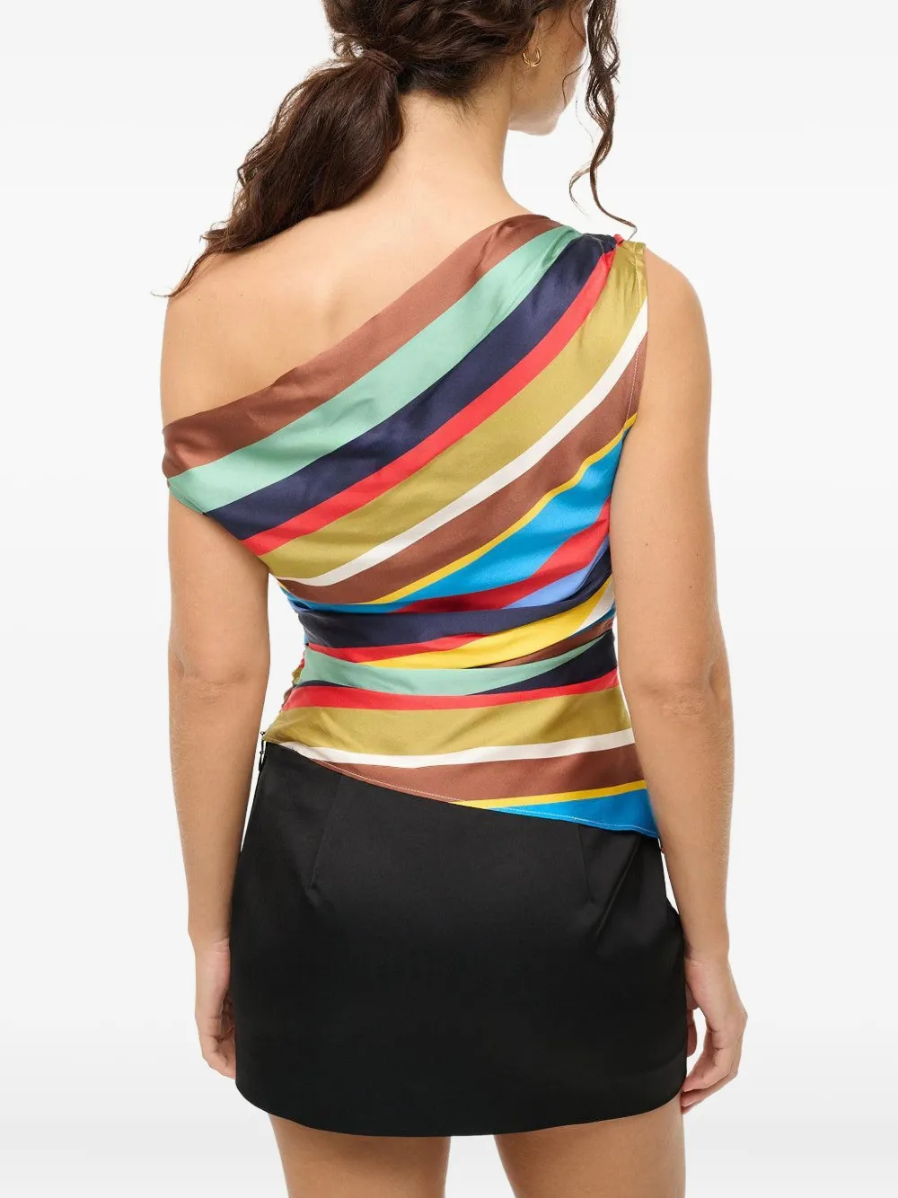 STAUD stripe one-shoulder top Blauw