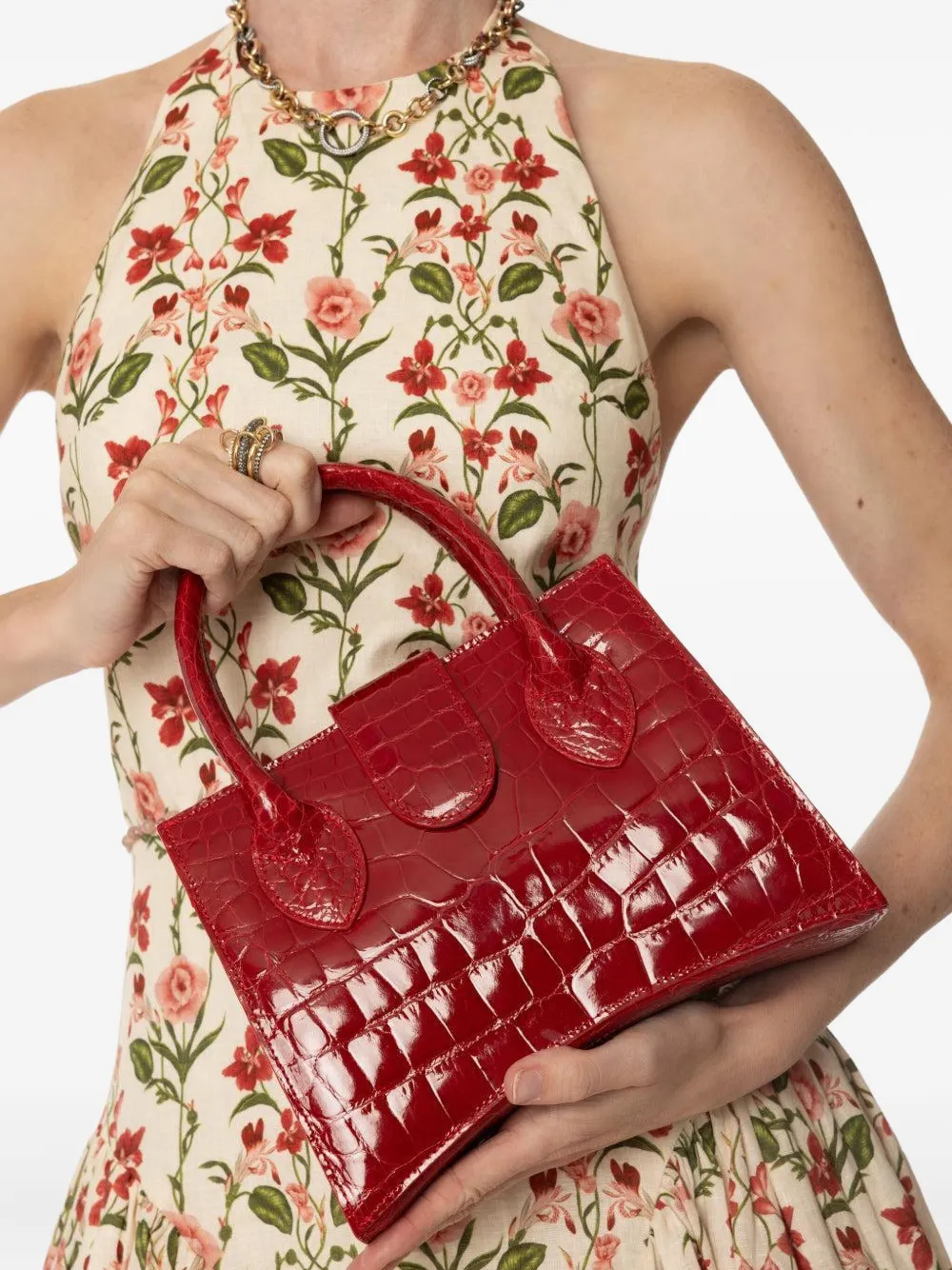 Angela Alvarez Demi Arco Tote Bag In Red