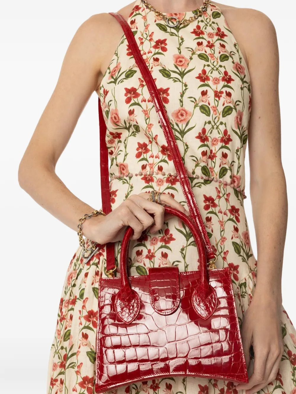 Angela Alvarez Demi Arco Tote Bag In Red
