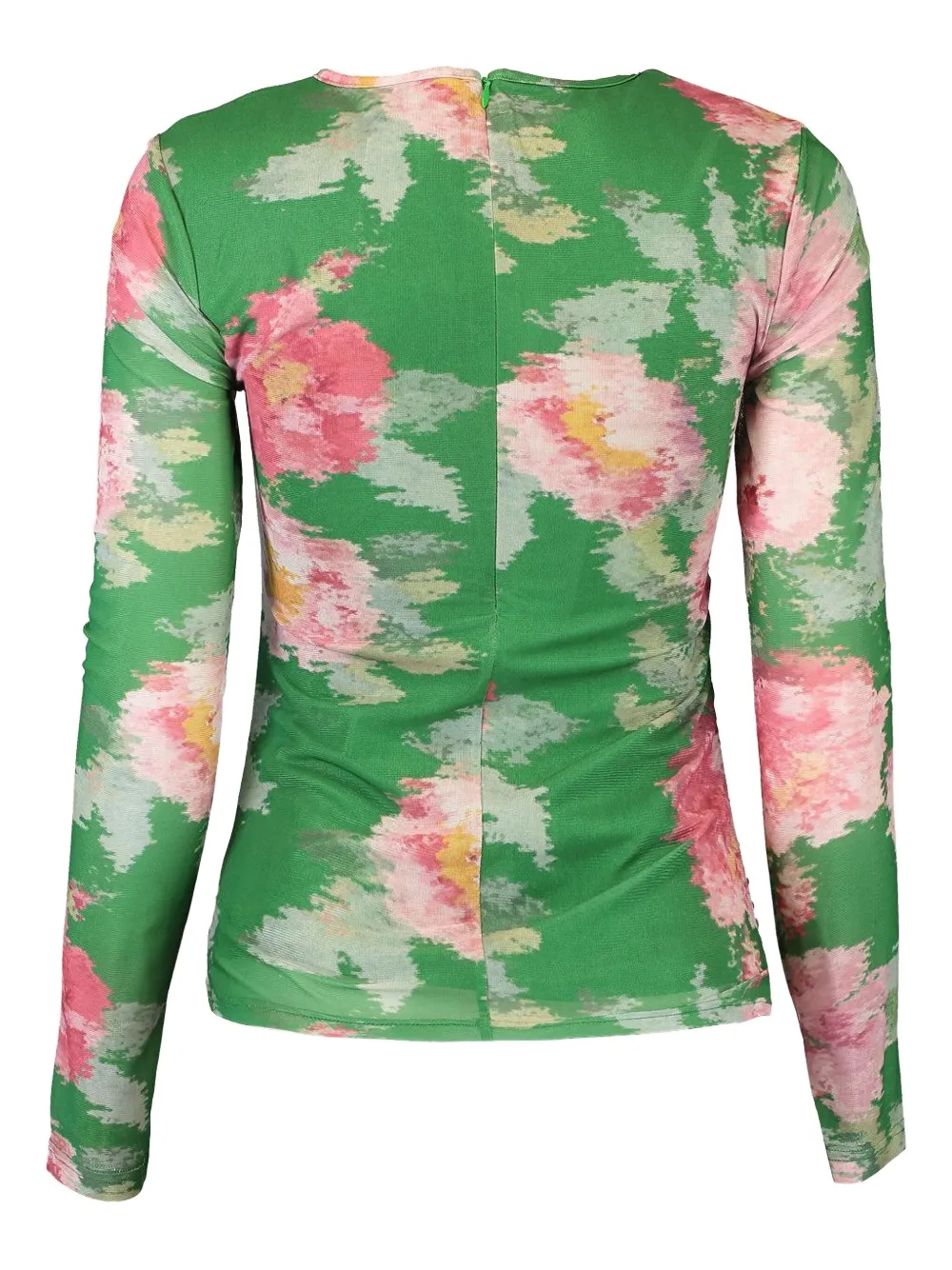 Aston Studio Ezli Floral Mesh Long-sleeve T-shirt In Green