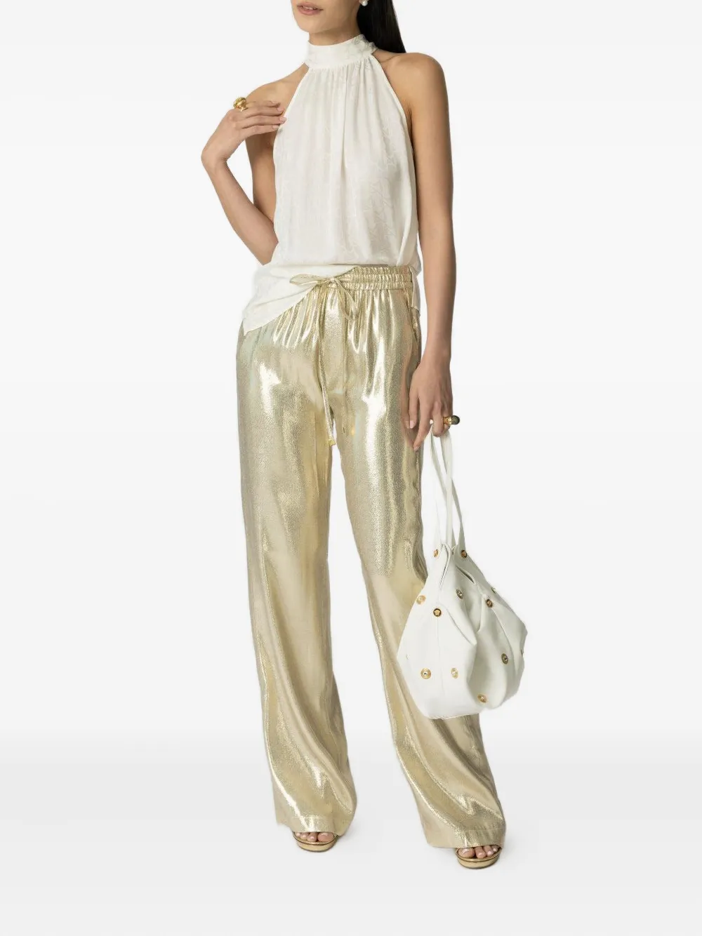 DMN Paris tie-neck blouse - Beige