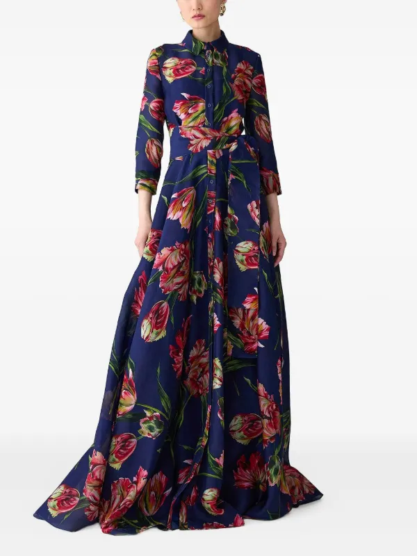 applique detail maxi dress LEO LIN - Ava Appliqué Floral Bustier Maxi Dress