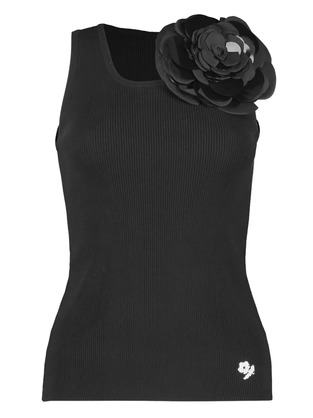 Bernadette Marcel Rose-embellished Ribbed Tank In Black