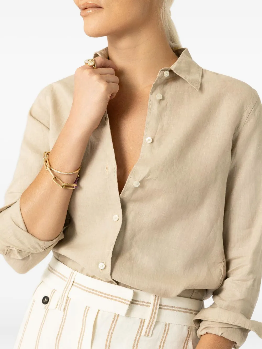 Aspesi Long-sleeve Button-down Shirt In Neutral