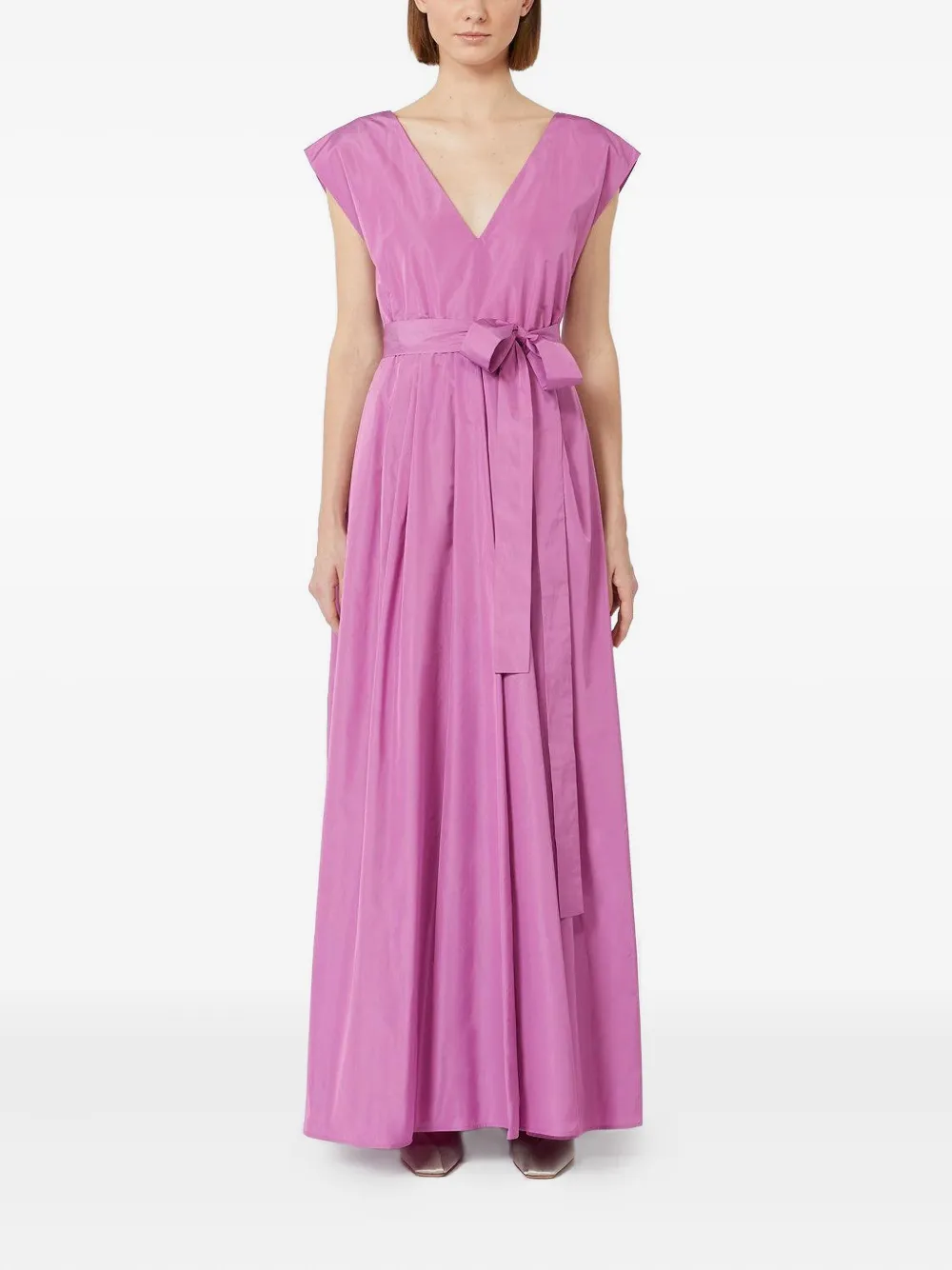 Max Mara Oggeri Embellished V-neck Maxi Dress In Pink