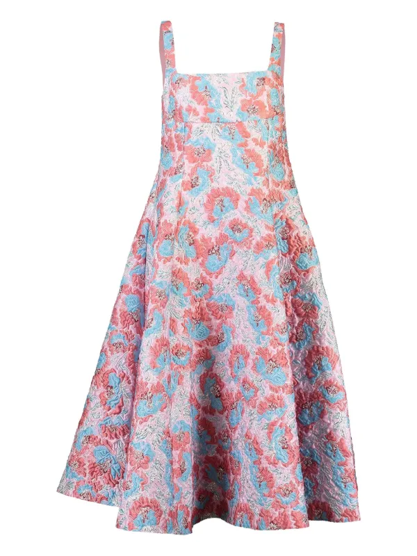 Mary Katrantzou Beaux Floral-brocade Midi Dress in Pink