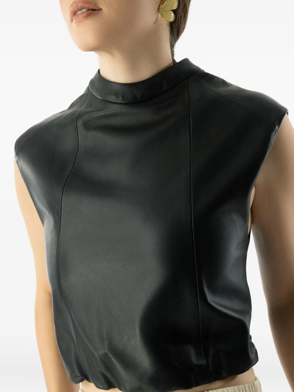Arma Mila High-neck Sleeveless Top In Black