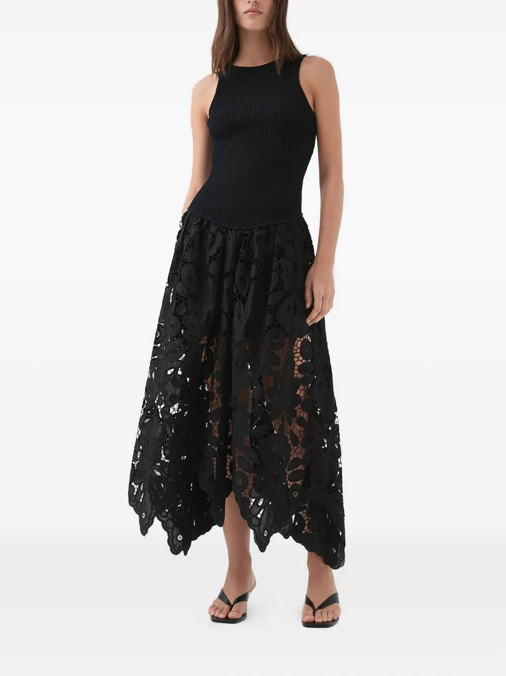 Aje Atlas floral-lace dress - Zwart