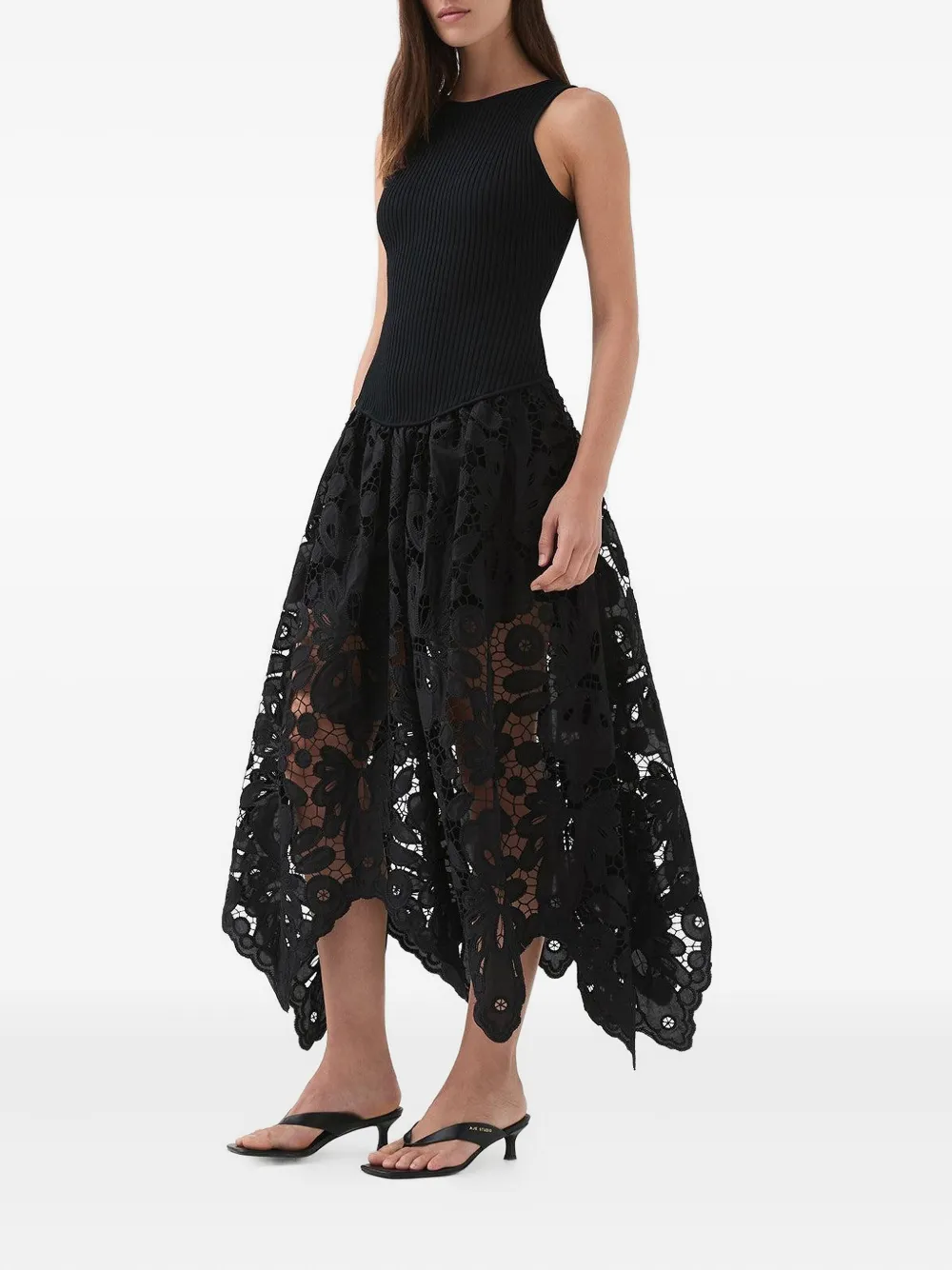 Aje Atlas Floral-lace Dress In Black